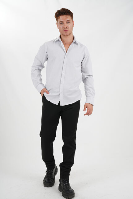 Hellgraues Hemd Slim Fit