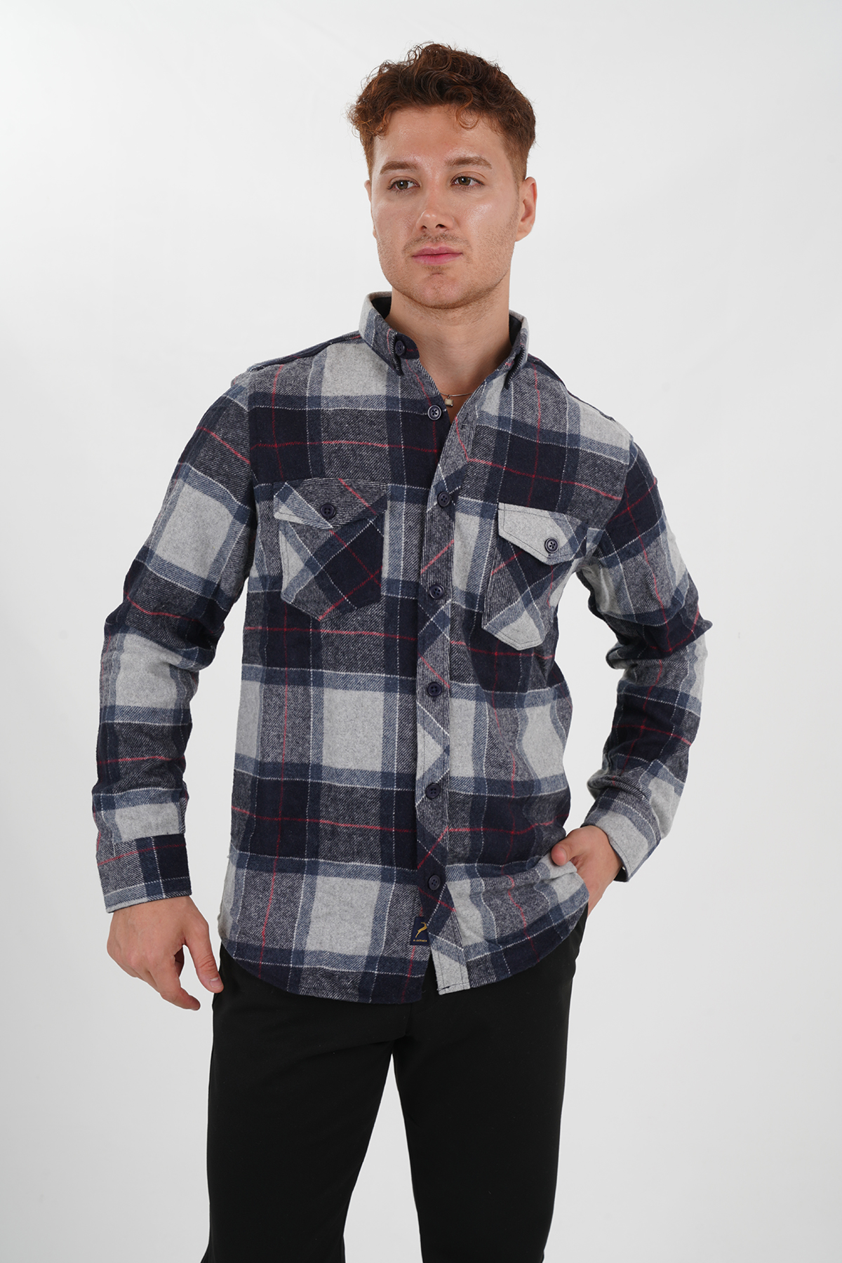 ORC02077 Holzfällerhemd Blauton Pantello