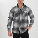 Holzfällerhemd gemustert Grautöne offener Kragen Pantello