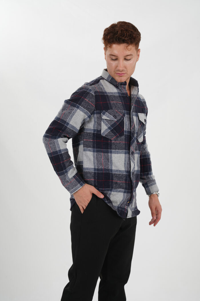 Holzfällerhemd Navy-Grau elegant Pantello