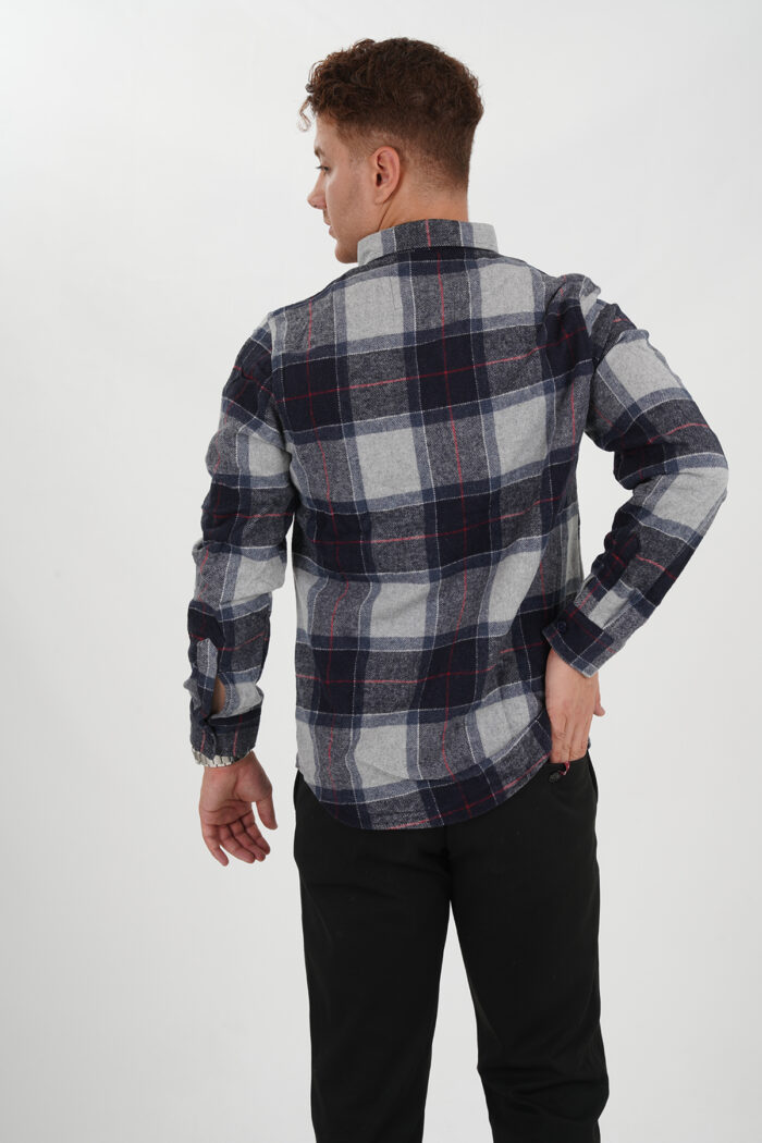 Holzfällerhemd Navy-Grau Hintenansicht Pantello