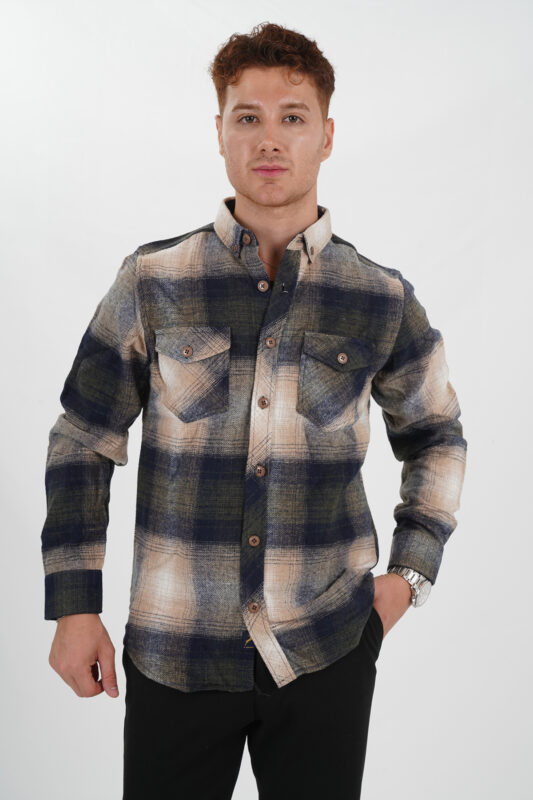 Holzfällerhemd Gelb-Blau elegant Pantello