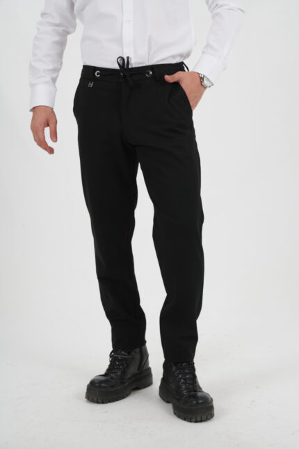 elegante schwarze Jogger Chino Hose Pantello