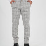 Hellgraue gemusterte Chino Hose Vorderansicht Pantello