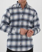 gemustert blau weiß Holzfällerhemd Detail Pantello