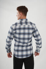 gemustert blau weiß Holzfällerhemd Hintenansicht Pantello
