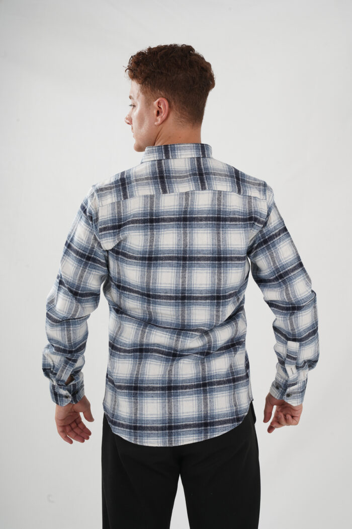 gemustert blau weiß Holzfällerhemd Hintenansicht Pantello