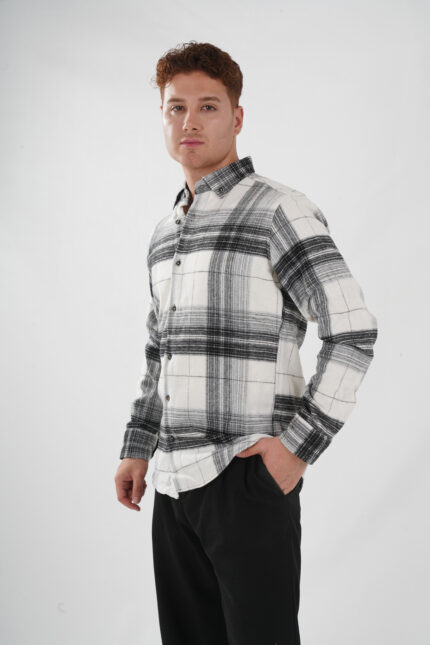 Holzfällerhemd weiß schwarz gemustert comfort Pantello