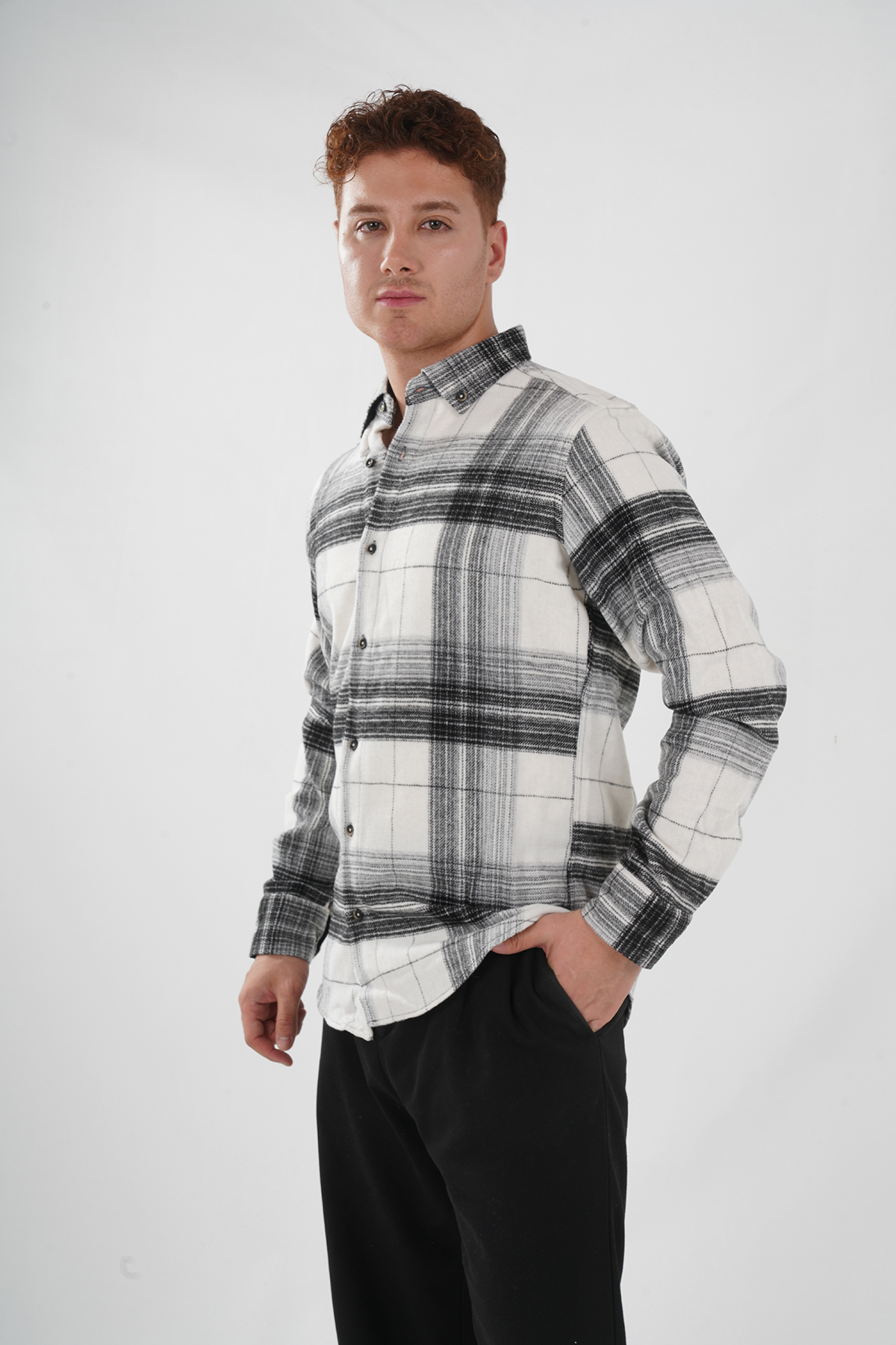 ORC04052 Holzfällerhemd weiß schwarz gemustert comfort Pantello