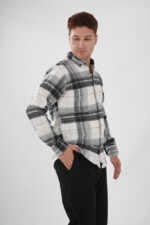 Holzfällerhemd weiß schwarz gemustert Slimfit Pantello