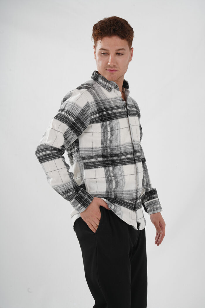 Holzfällerhemd weiß schwarz gemustert Slimfit Pantello