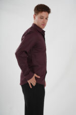 Weinrotes Hemd Slimfit Pantello